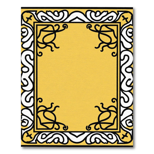 Classic Yellow Black White Border Rug