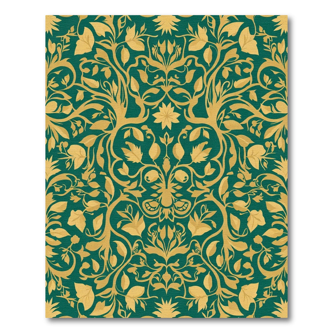 Emerald Gold Leaf Vine Art Rug