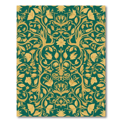 Emerald Gold Leaf Vine Art Rug