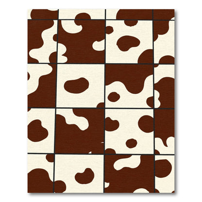 Brown Cream Patchwork Animal Print Rug