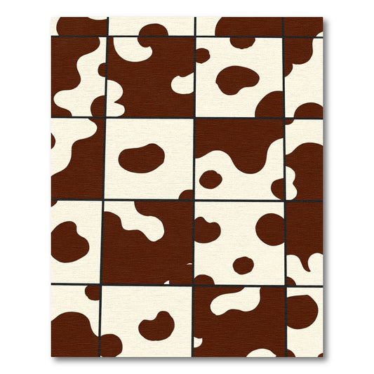 Brown Cream Patchwork Animal Print Rug