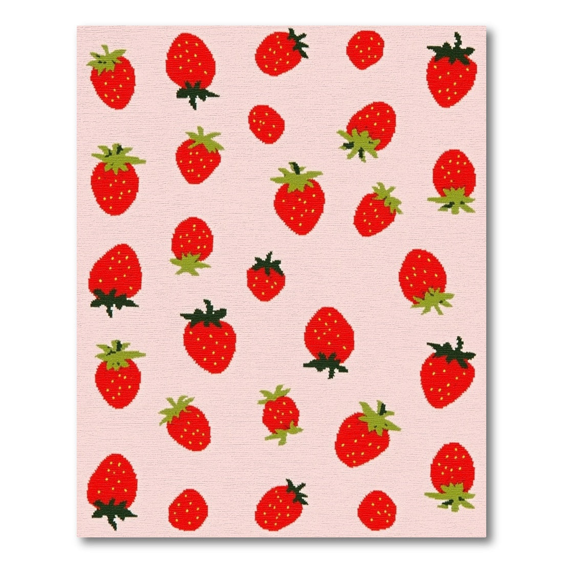 Whimsical Red Strawberry Pink Scatter Rug