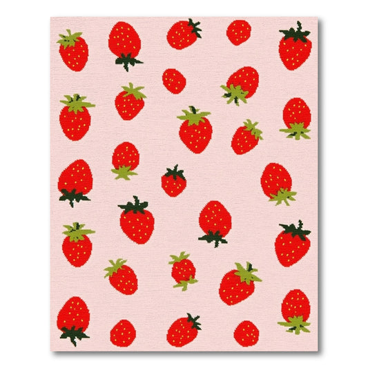 Whimsical Red Strawberry Pink Scatter Rug