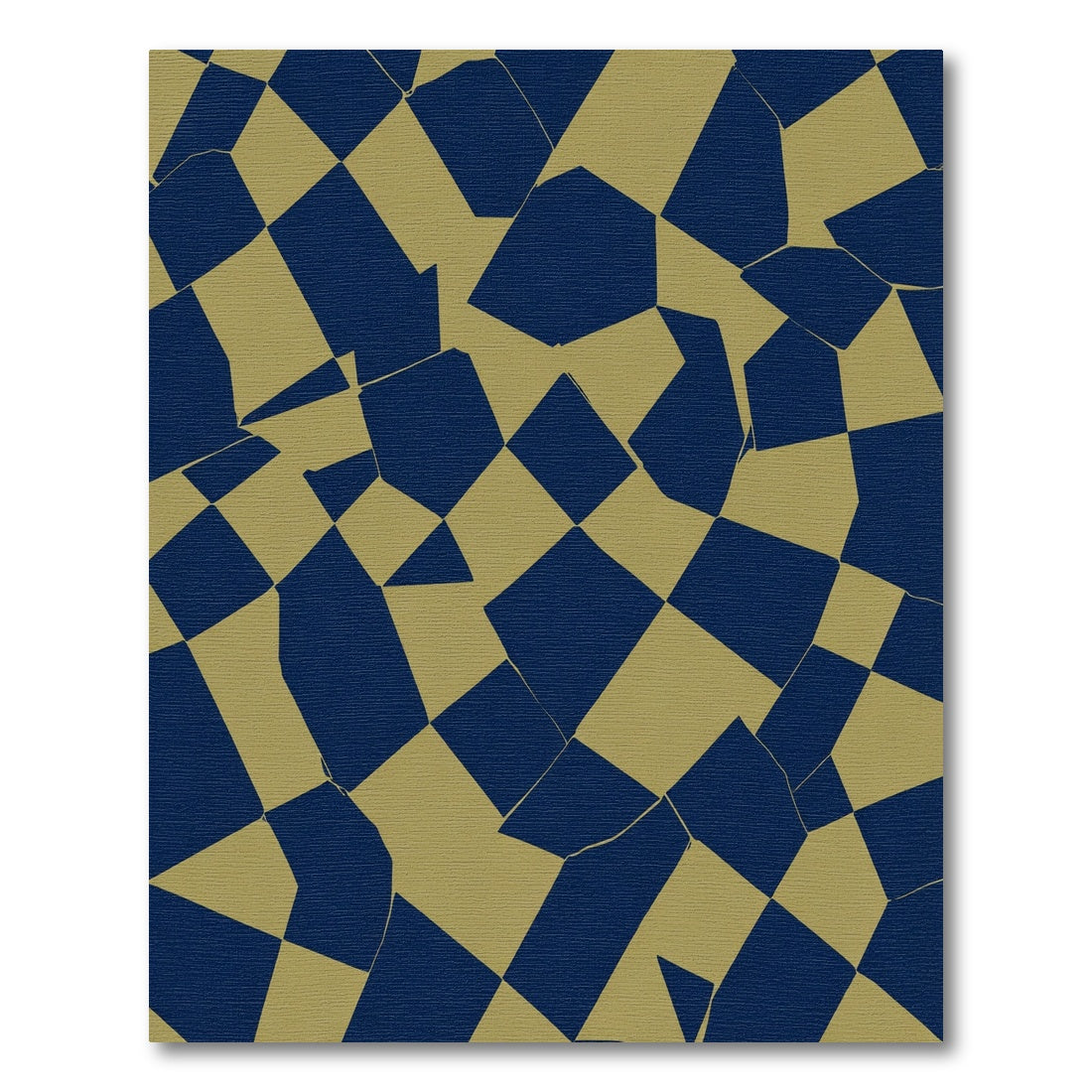 Distorted Navy and Gold Checkered Mosaic Rug