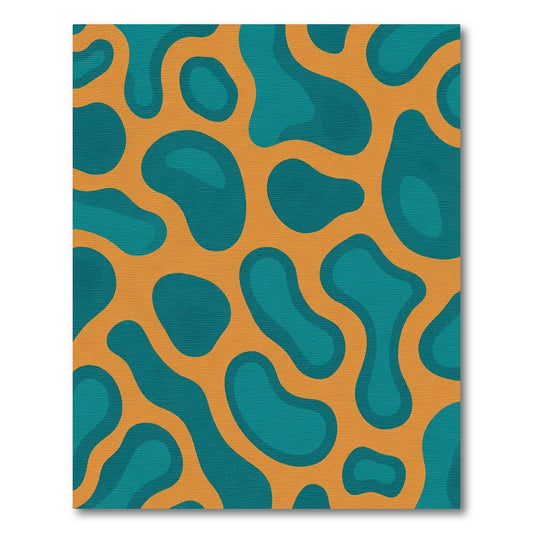Organic Teal And Orange Amorphous Blobs Rug