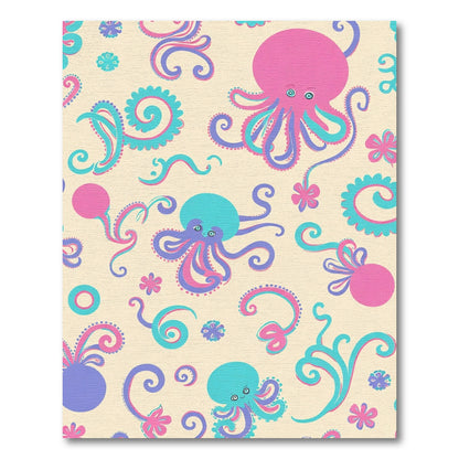 Whimsical Pink Aqua Octopus Swirl Rug