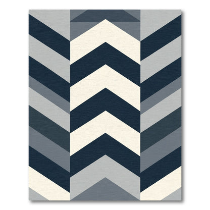 Navy Cream Gray Chevron Lines Rug