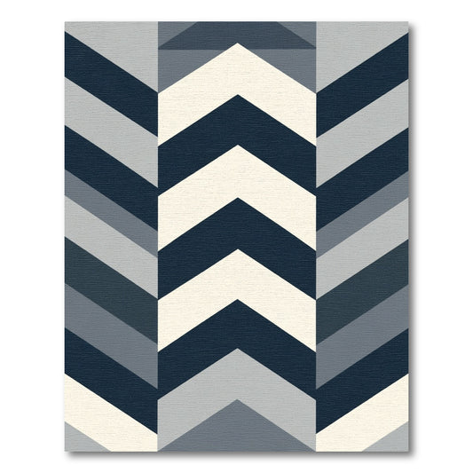 Navy Cream Gray Chevron Lines Rug