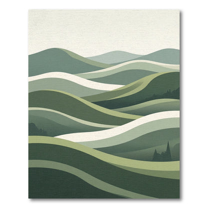 Verdant Rolling Hills Abstract Waves Rug