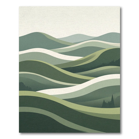 Verdant Rolling Hills Abstract Waves Rug