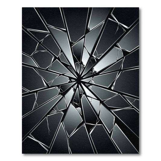 Shattered Black Geometric Fragment Rug