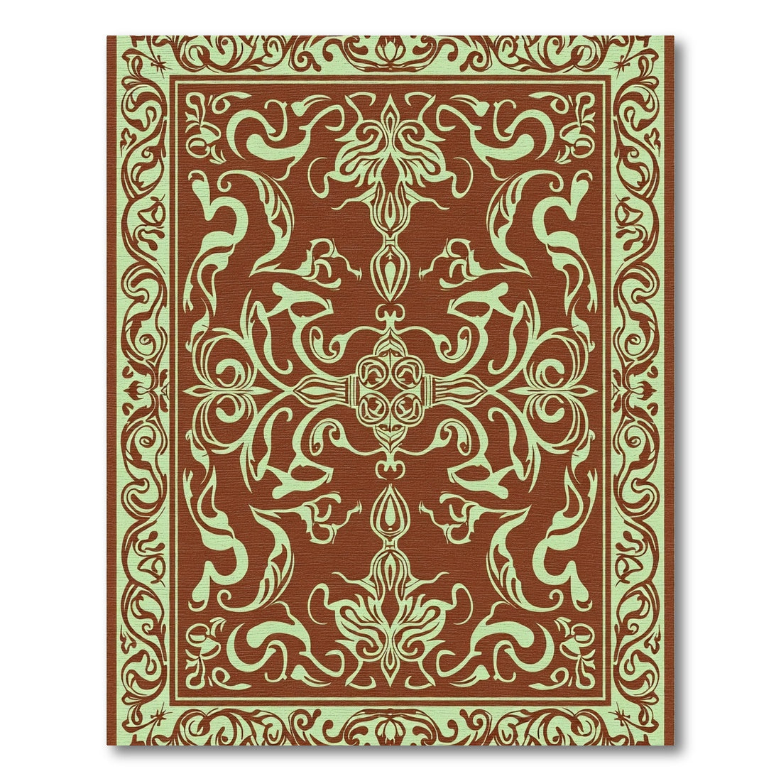 Brown Mint Scrolling Acanthus Medallion Rug