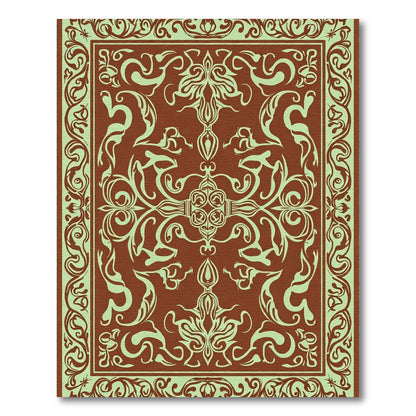 Brown Mint Scrolling Acanthus Medallion Rug