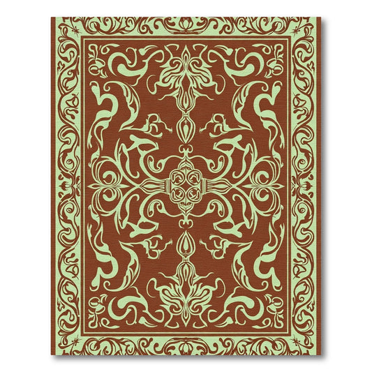Brown Mint Scrolling Acanthus Medallion Rug