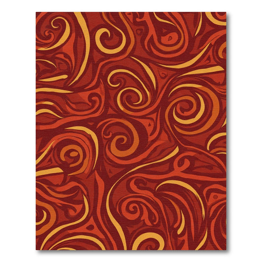 Crimson Swirl Abstract Flow Rug