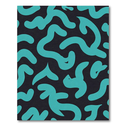 Teal Abstract Flowing Shapes Rug