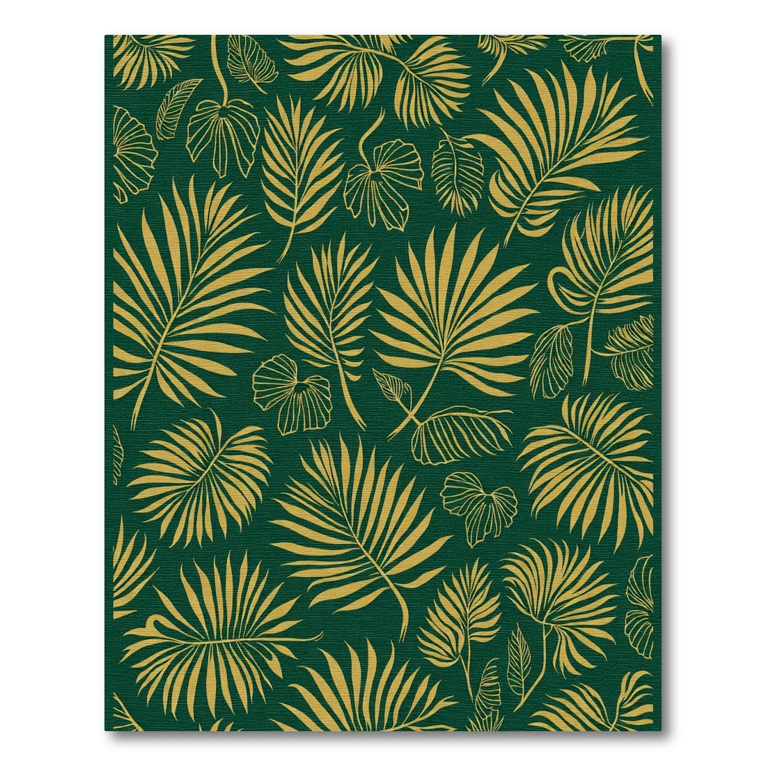 Gold Palm Frond Tropical Leaf Rug