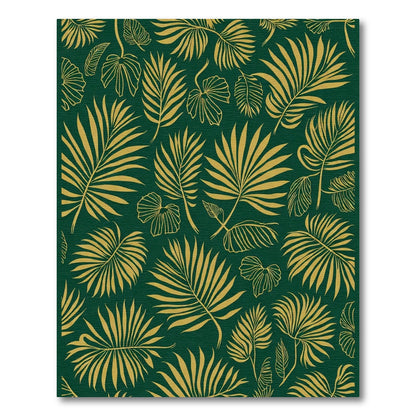Gold Palm Frond Tropical Leaf Rug