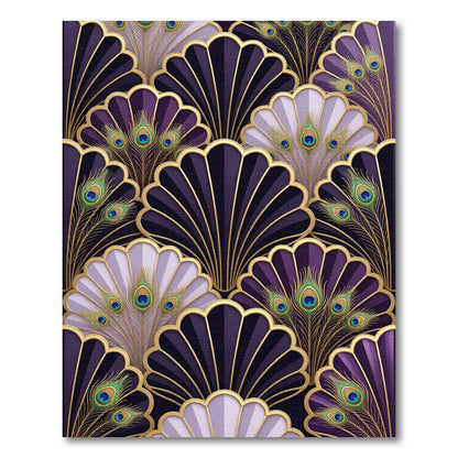 Art Deco Purple Peacock Feather Fan Rug
