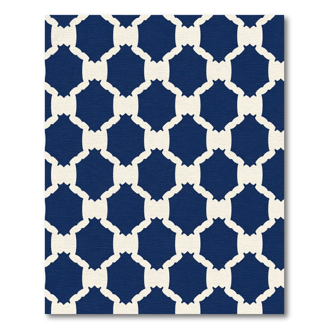 Deep Blue Lattice Geometric Rug