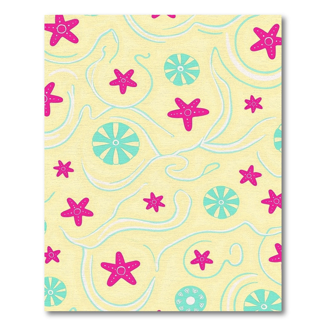 Pink Starfish Aqua Circles Yellow Waves Rug
