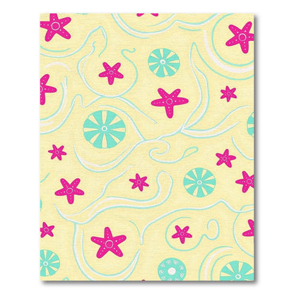 Pink Starfish Aqua Circles Yellow Waves Rug