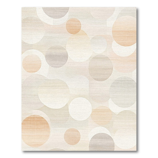Modern Beige Gray Overlapping Circles Rug