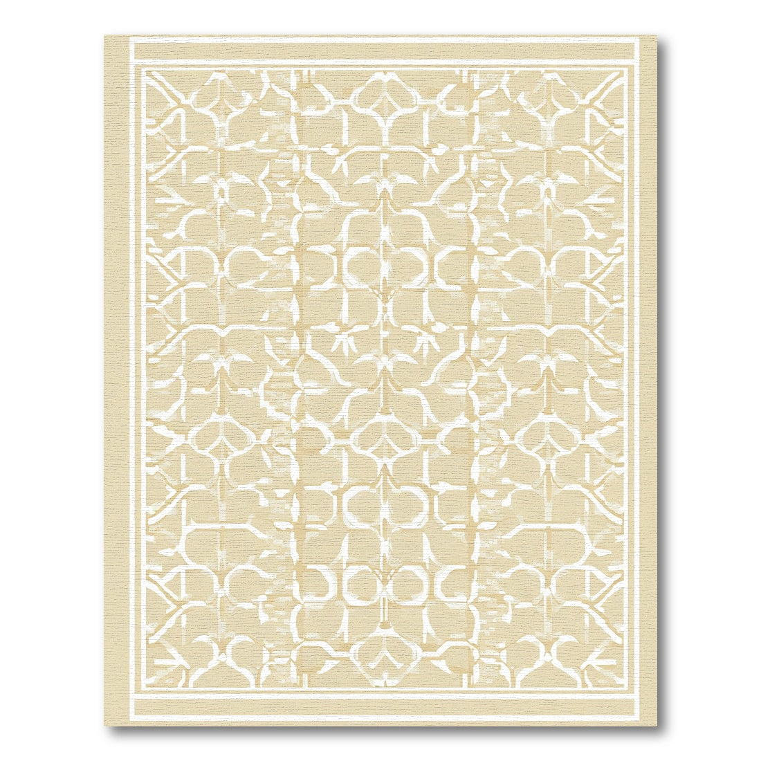 Cream Lattice Arabesque Garden Rug