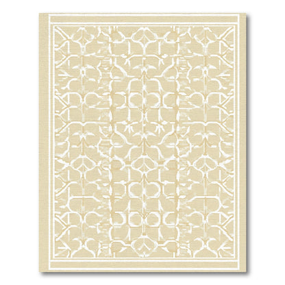Cream Lattice Arabesque Garden Rug