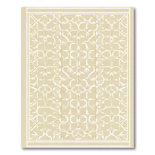 Cream Lattice Arabesque Garden Rug