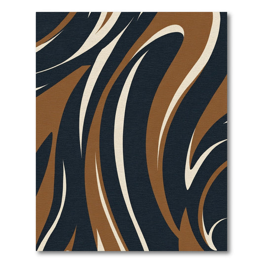 Dark Navy Brown Cream Swirls Rug