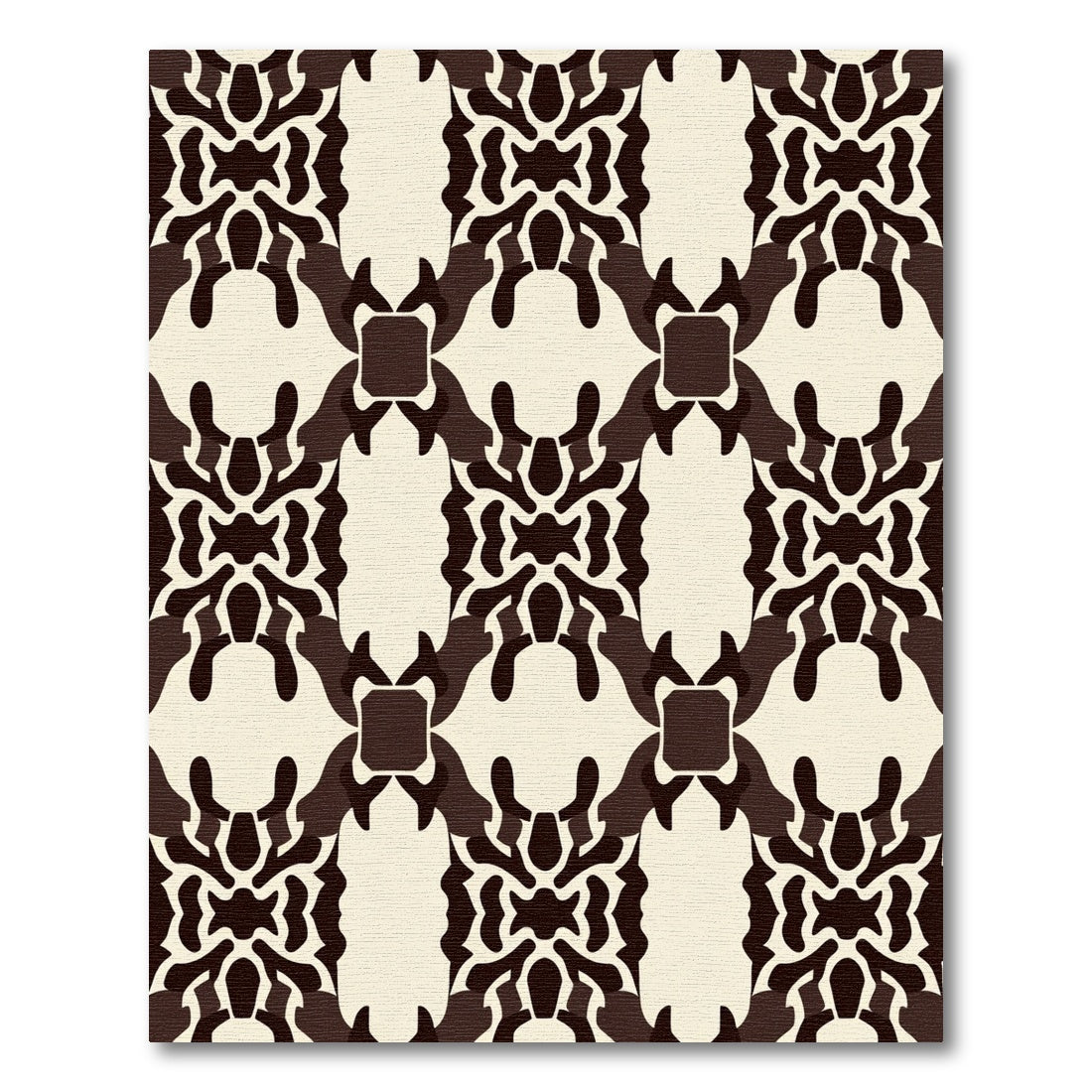 Dark Brown Cream Ochre Symmetry Rug