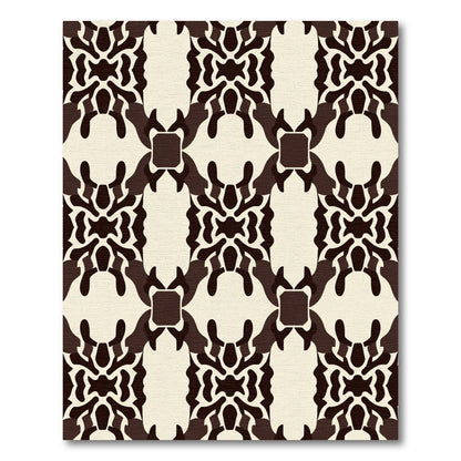 Dark Brown Cream Ochre Symmetry Rug