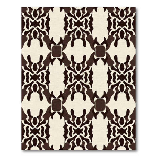 Dark Brown Cream Ochre Symmetry Rug