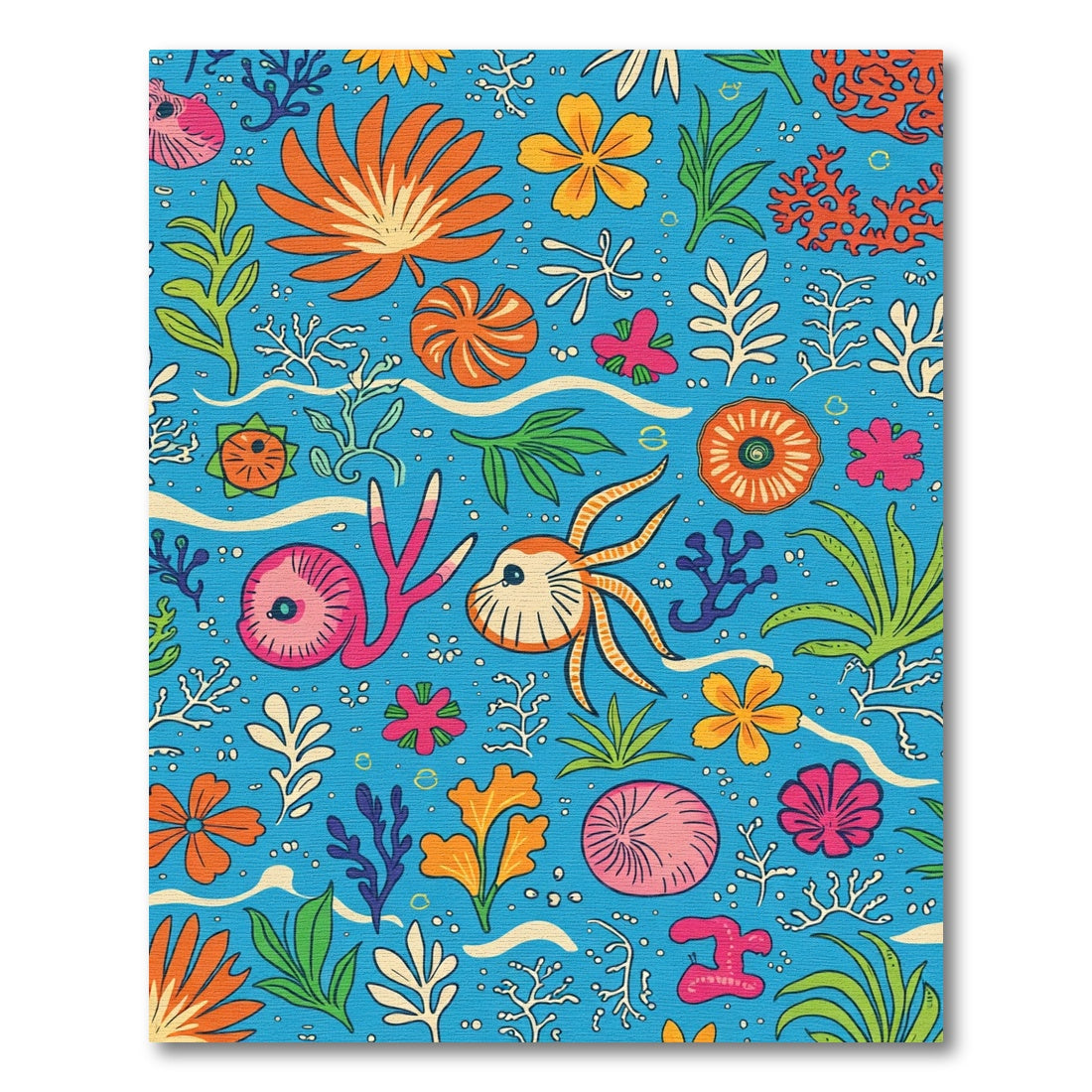 Bright Coral Reef Tropical Flowers Rug