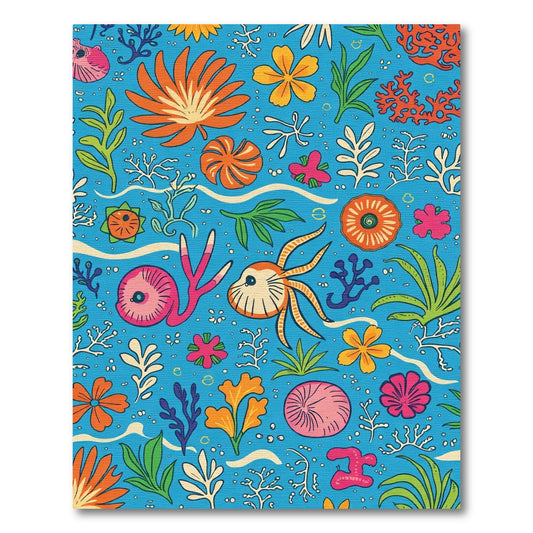 Bright Coral Reef Tropical Flowers Rug