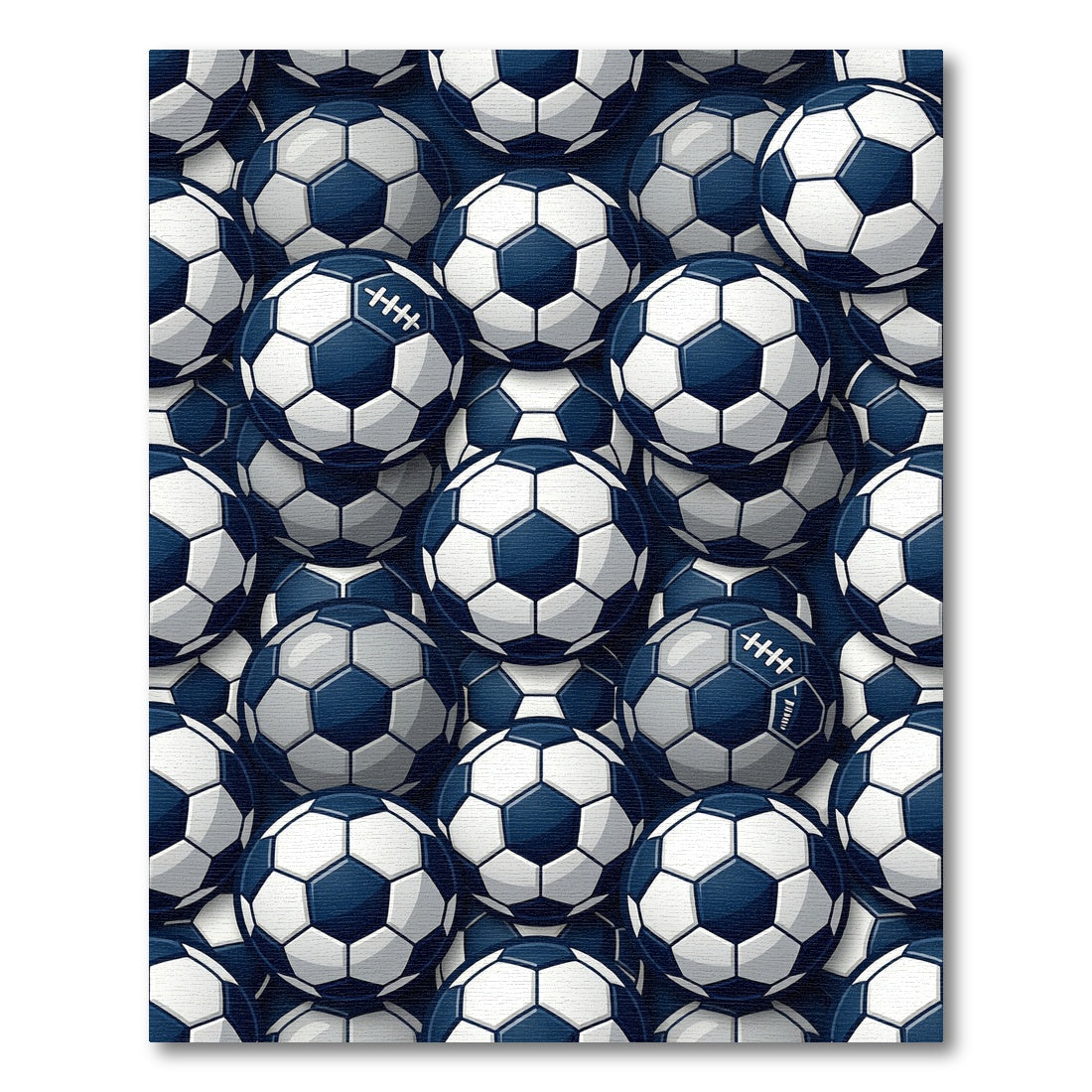 Navy and White Hexagonal Soccer Ball Rug