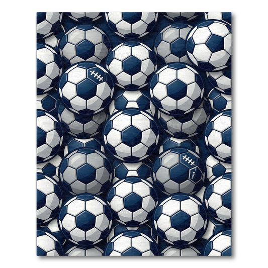 Navy and White Hexagonal Soccer Ball Rug