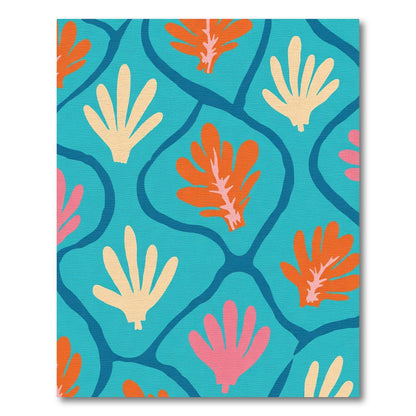 Bright Coral Leaf Medallion Rug