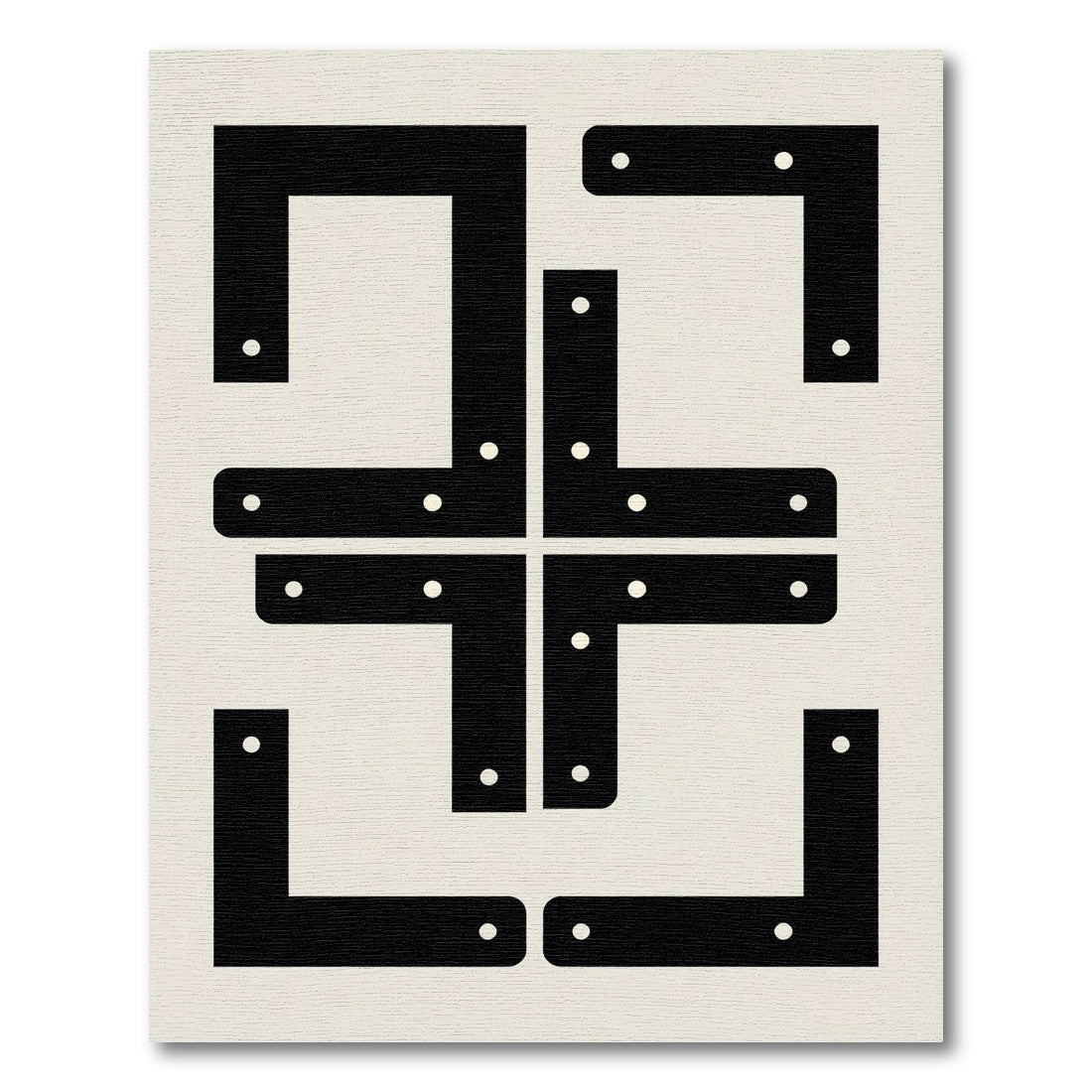 Bold Black Geometric Abstract Composition Rug