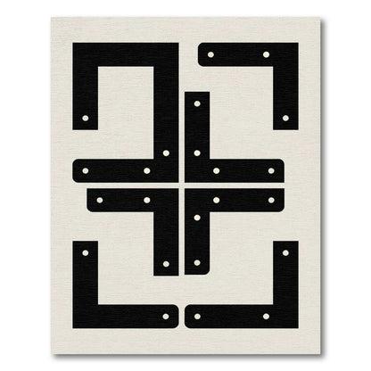 Bold Black Geometric Abstract Composition Rug