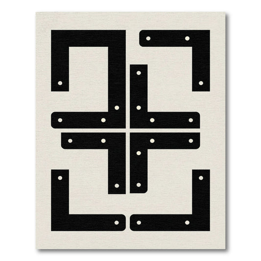 Bold Black Geometric Abstract Composition Rug