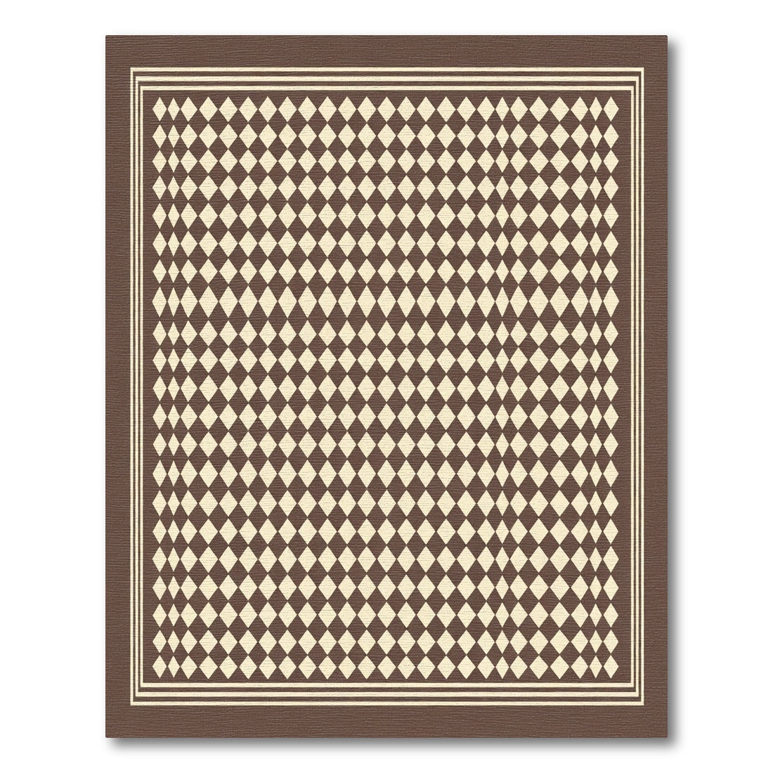 Brown Beige Checkered Diamond Border Rug