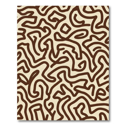 Brown Cream Labyrinth Lines Rug