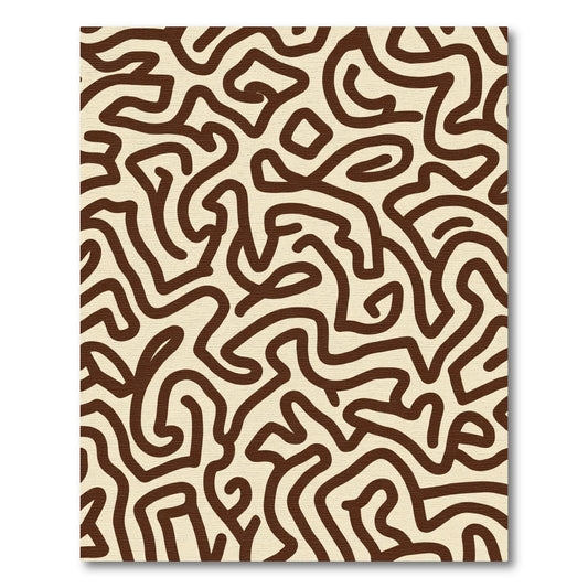 Brown Cream Labyrinth Lines Rug