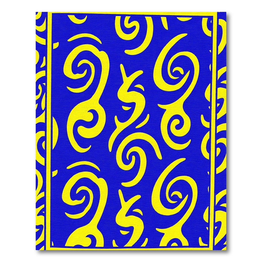 Vibrant yellow swirls on blue backdrop Rug