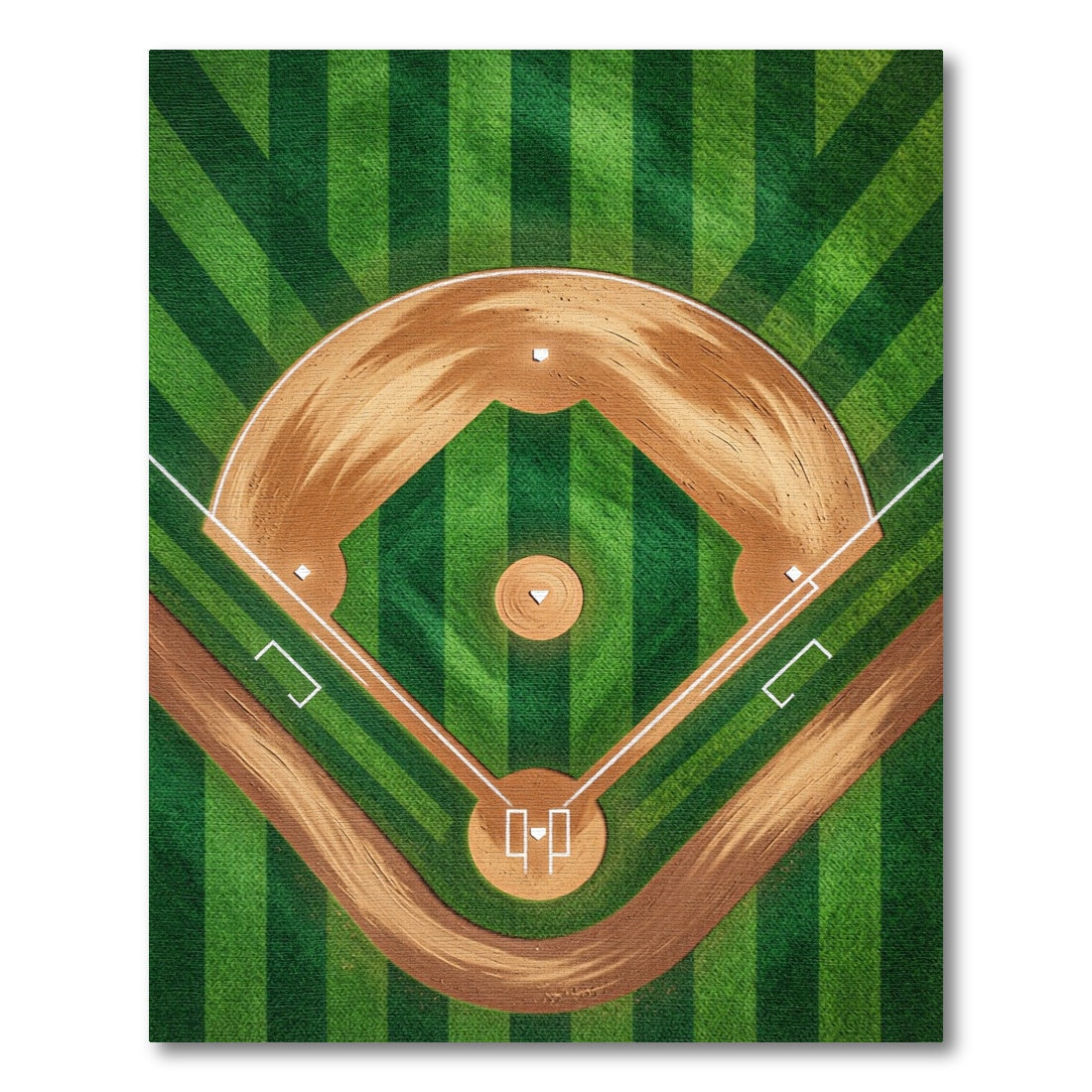 Green Baseball Diamond Field Rug