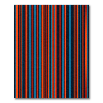 Bold Red Blue Vertical Stripe Rug