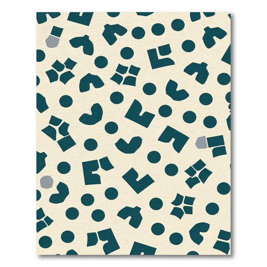 Teal And Gray Abstract Geometric Rug
