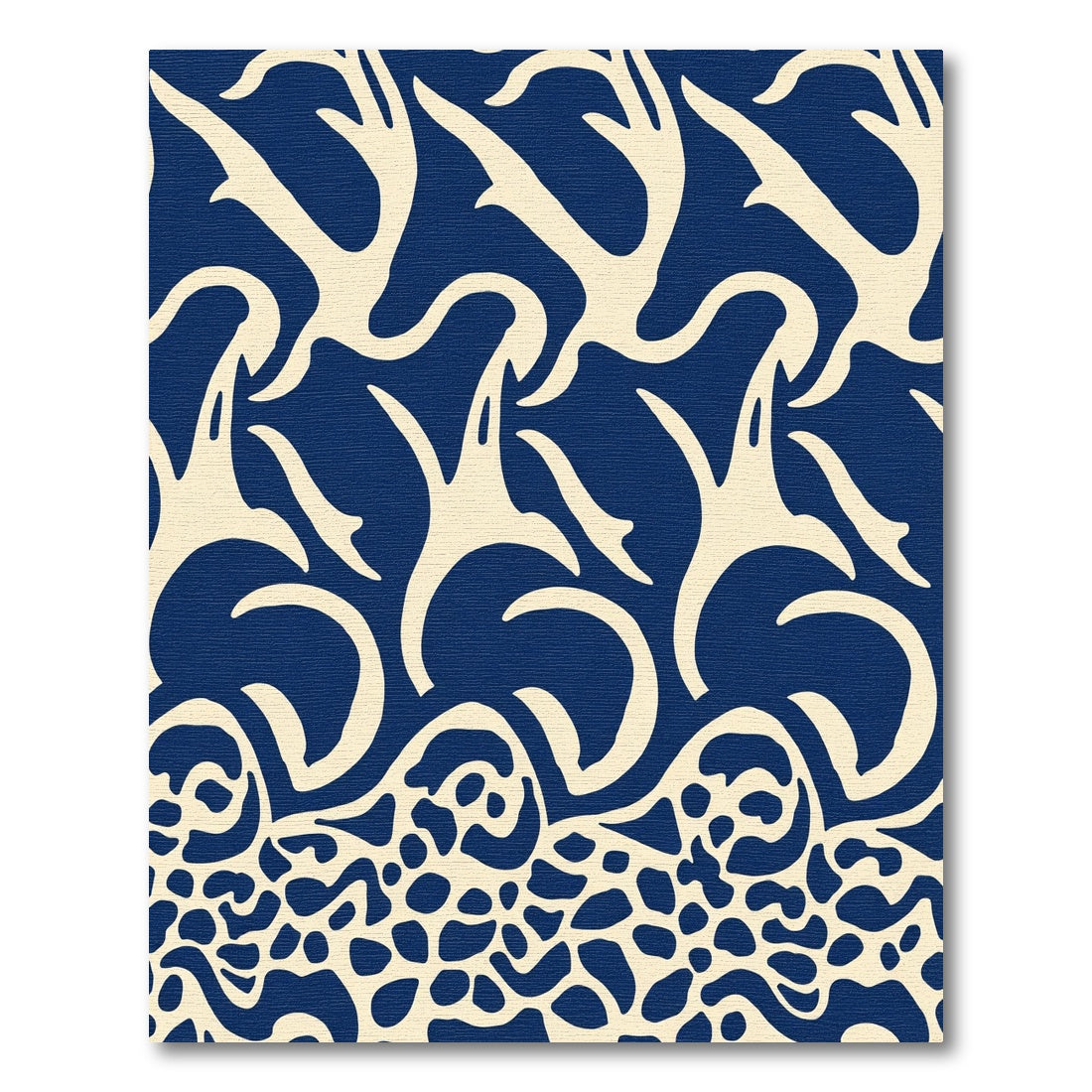Ivory Organic Abstract Navy Rug